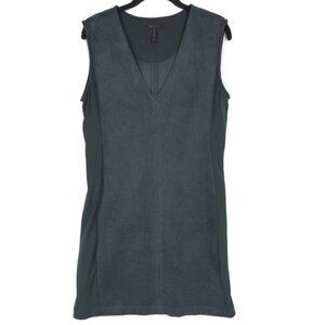 BCBGMAXAZRIA Malina Faux Suede Mini Dress MEDIUM Green Sleeveless V Neck Shift